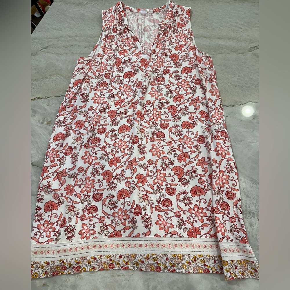 GAP White Dress with Coral Floral Print